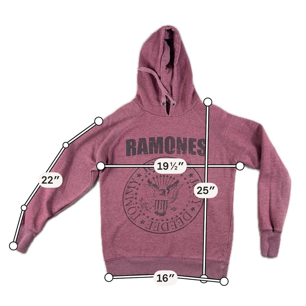 Ramones Hoodie 1-2-3-4 Clothing Medium Burgundy Punk Rock Band Pullover - Picture 2 of 6